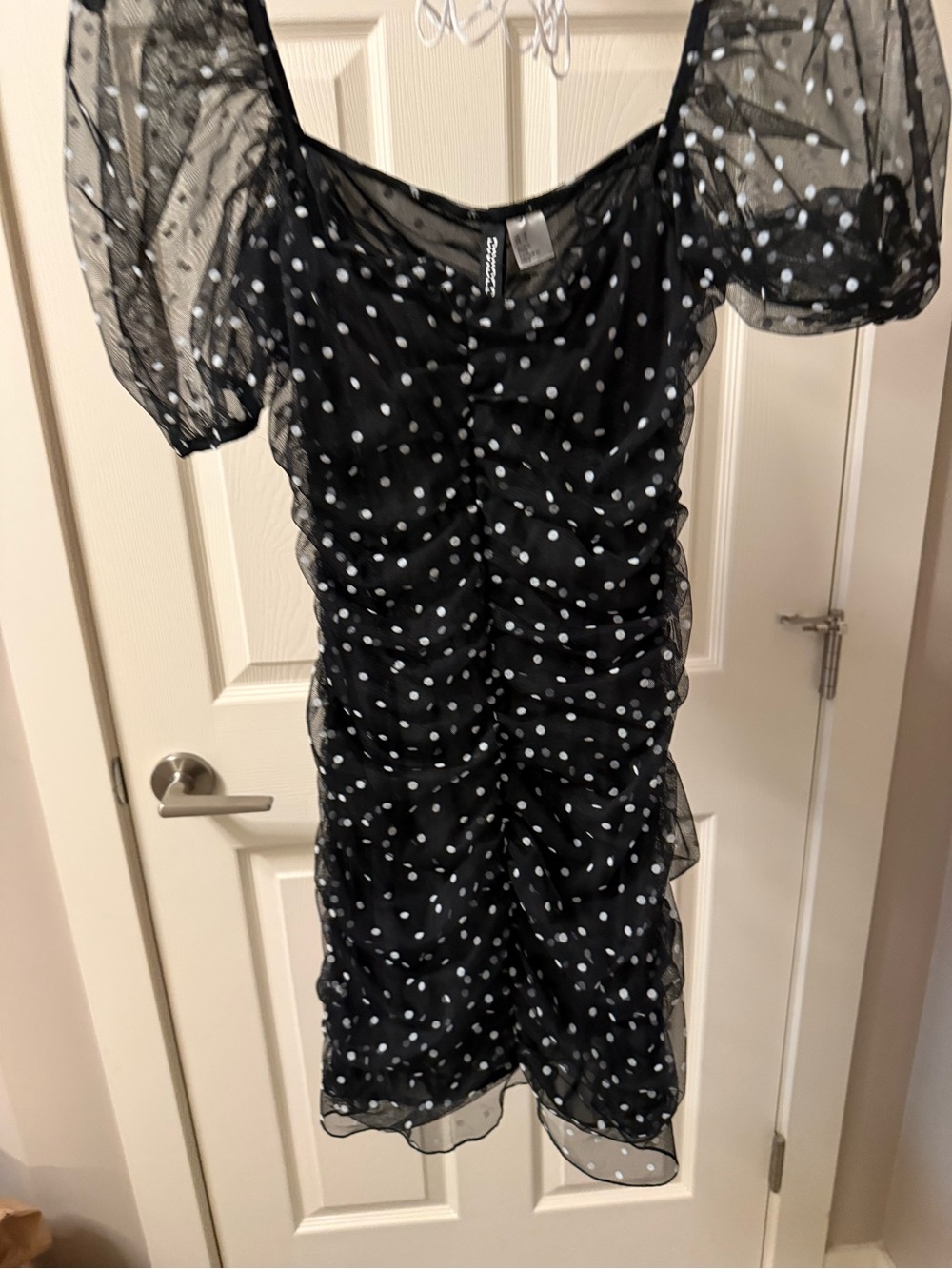 H&M Black Sheer Polka Dot Mini Dress